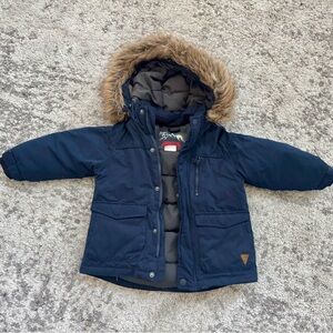 Zara BabyBoy Winter Parka Coat with Faux Fur Hood – Size 2/3